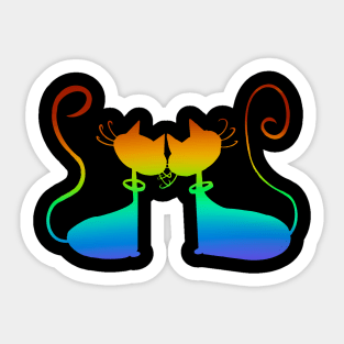 Cosmic Cats in Love (Rainbow) Sticker